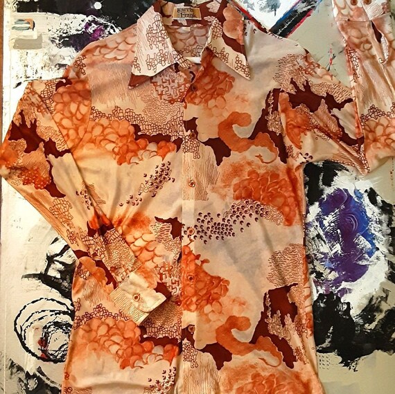 Men's 1970's psychedelic Asian disco shirt