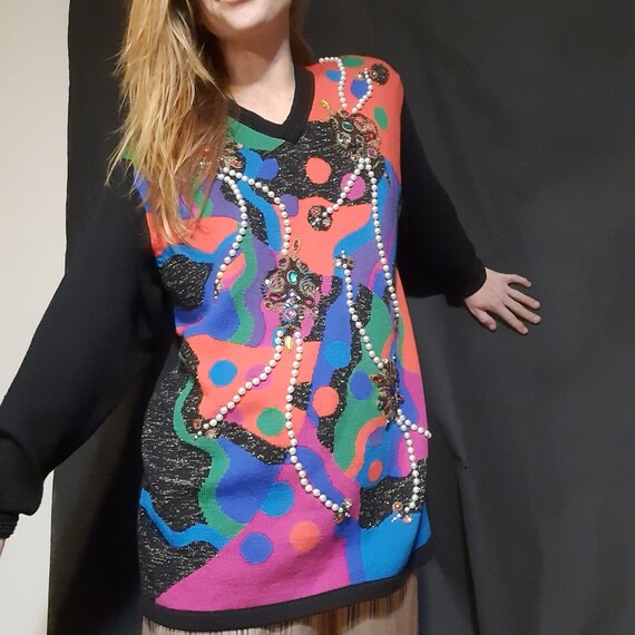 1980's luxuriously ugly sweater by Diane Freis