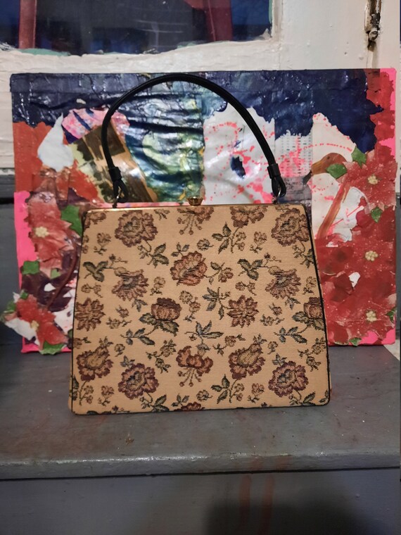 Rare 1950's Verdi tapestry carpet bag w/ matching