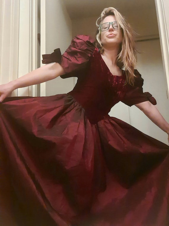 Glam 1980's Goth velvet ball gown, prom ~ bridesma