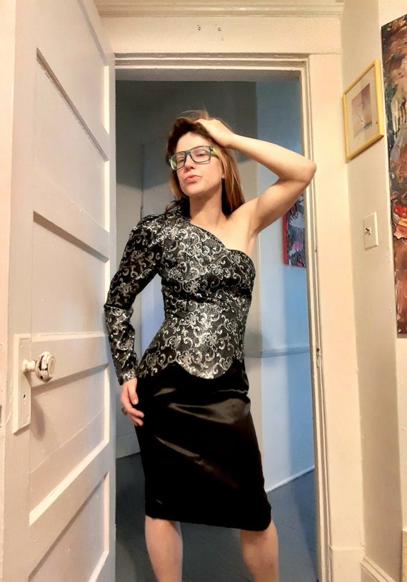 1980s asymmetrical Gunne Sax gown