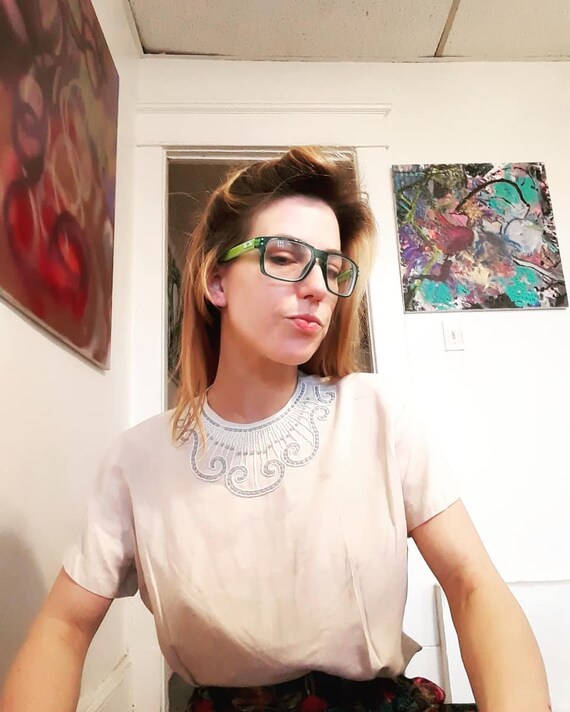1940's beaded linen blouse