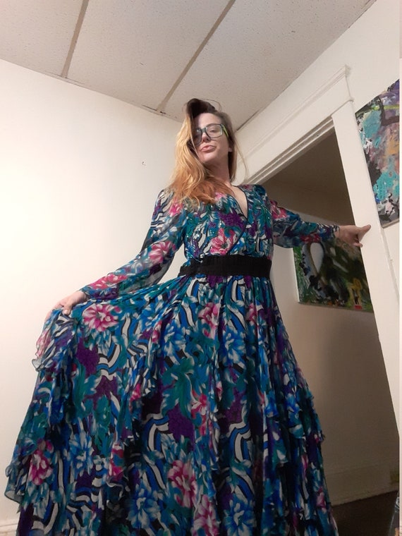1980's silk maxi dress by Diane Freis