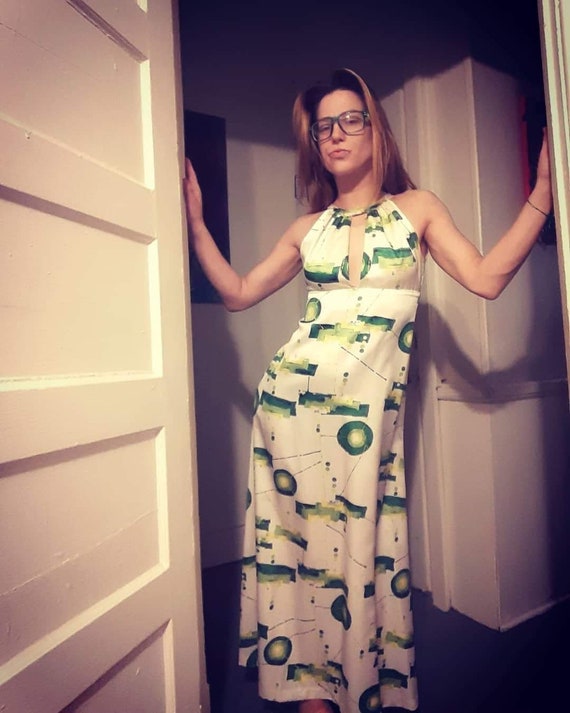 1960's neon satin French gown