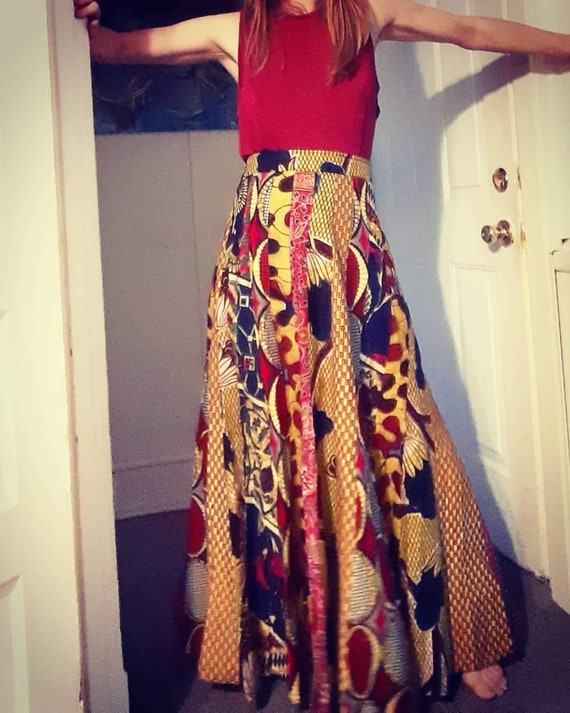 1970's psychedelic patchwork maxi skirt