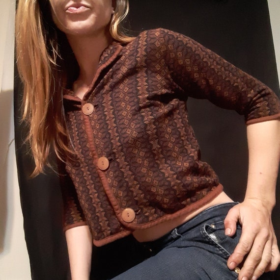 1960's cropped brocaded Rockabilly cardigan