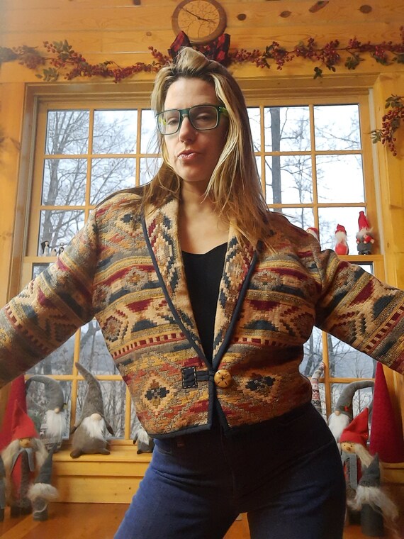 1990's Southwestern tapestry bomber jacket