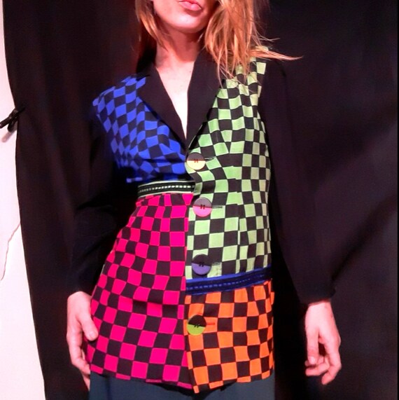 1980's neon New Wave checkerboard Beetlejuice jack
