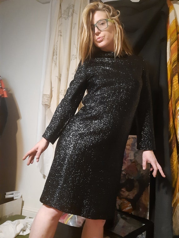 Rare 1960's metallic designer shift dress by Carly