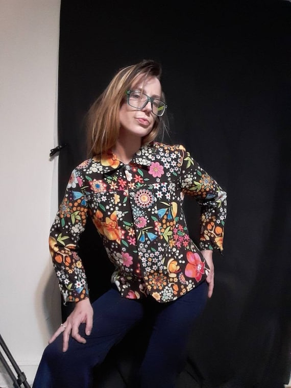 1980's psychedelic floral bomber jacket