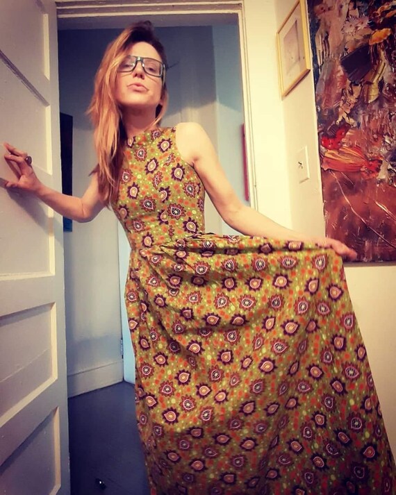 1970's psychedelic paisley maxi dress