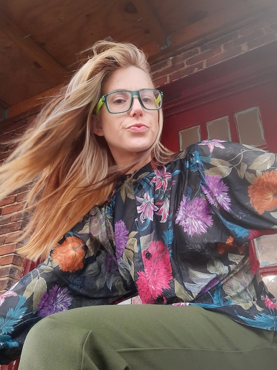1970's floral disco blouse by Teddi