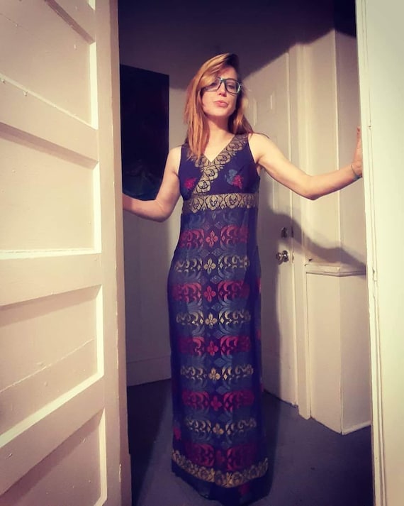 1960's bacchanalian maxi dress