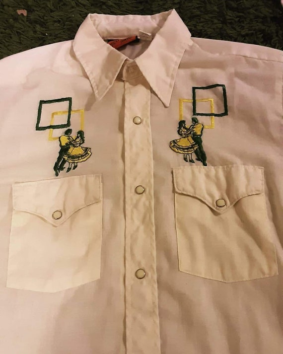 Men's 1970's square dance button down