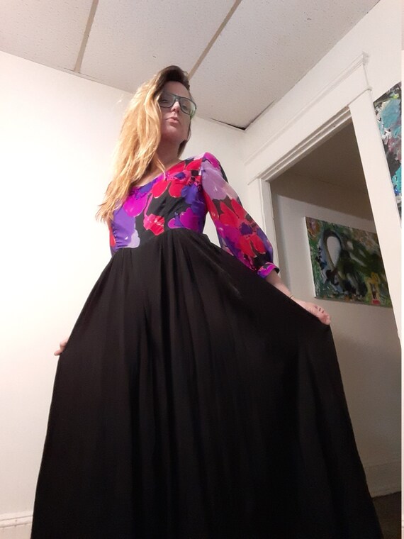 1970's palazzo leg floral jumpsuit