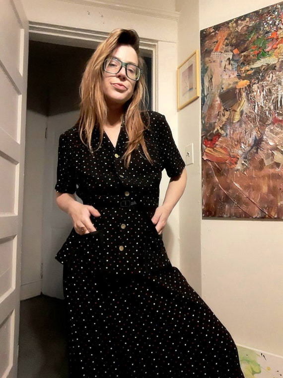 1940's peplum tea dress w/ polka-dots