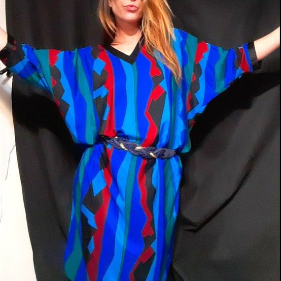 1980's geometric Neiman Marcus dress ~ caftan