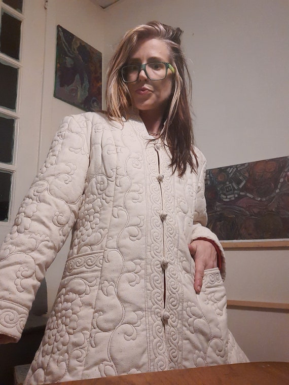 Rare 1980's quilted silk cheongsam jacket