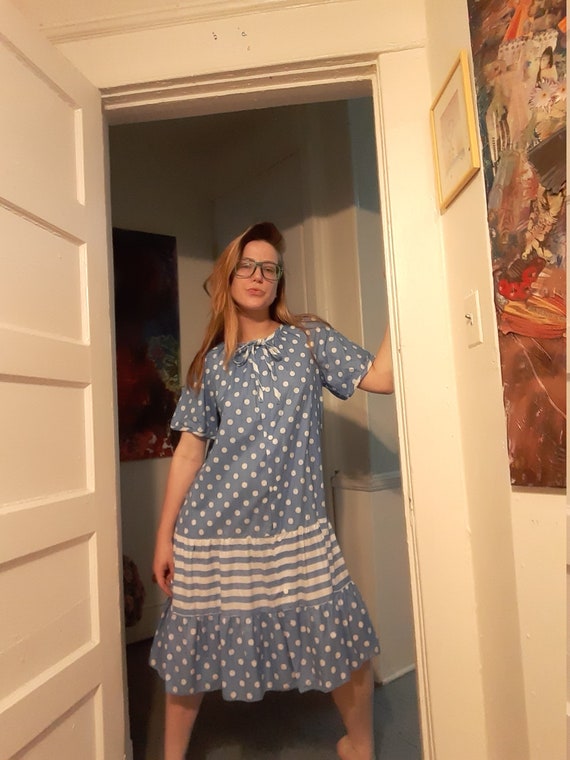 1960's housedress w/ polka-dots & stripes