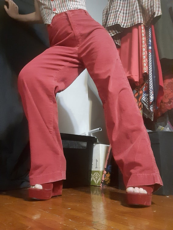 1950's red corduroy bell bottom trousers