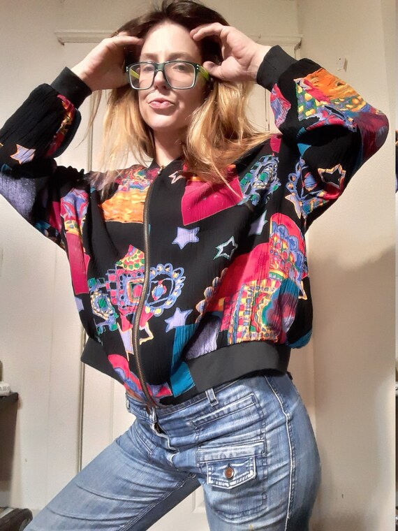 1990's geometric celestial bomber jacket