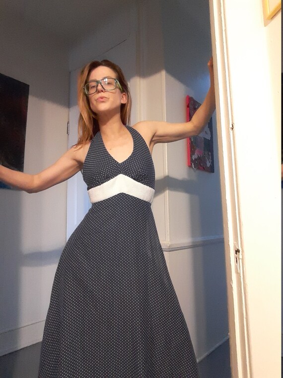 1950's halter gown w/ polka-dots