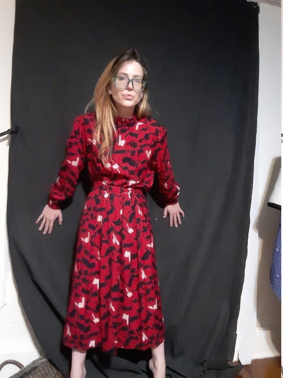 1980's abstract geometric two-piece skirt set