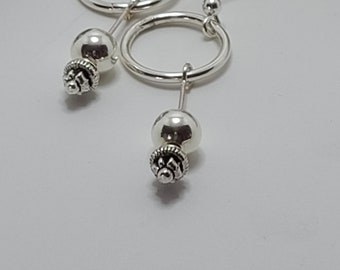 Celtic Bead on Sterling Silver Hoop Earrings Item E1354 - Etsy