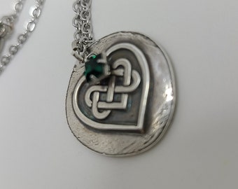 Celtic Gem Heart Necklace - Pure Silver - Beautiful Gift