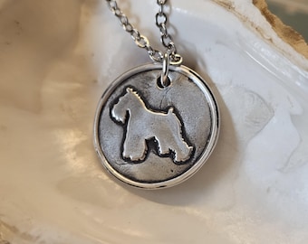 Handmade Fine Silver Schnauzer Medallion Necklace