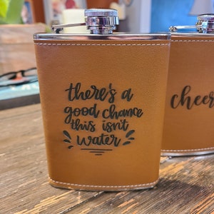 Hip Flask Stainless Steel Leather Bound 8 oz - Great Gift