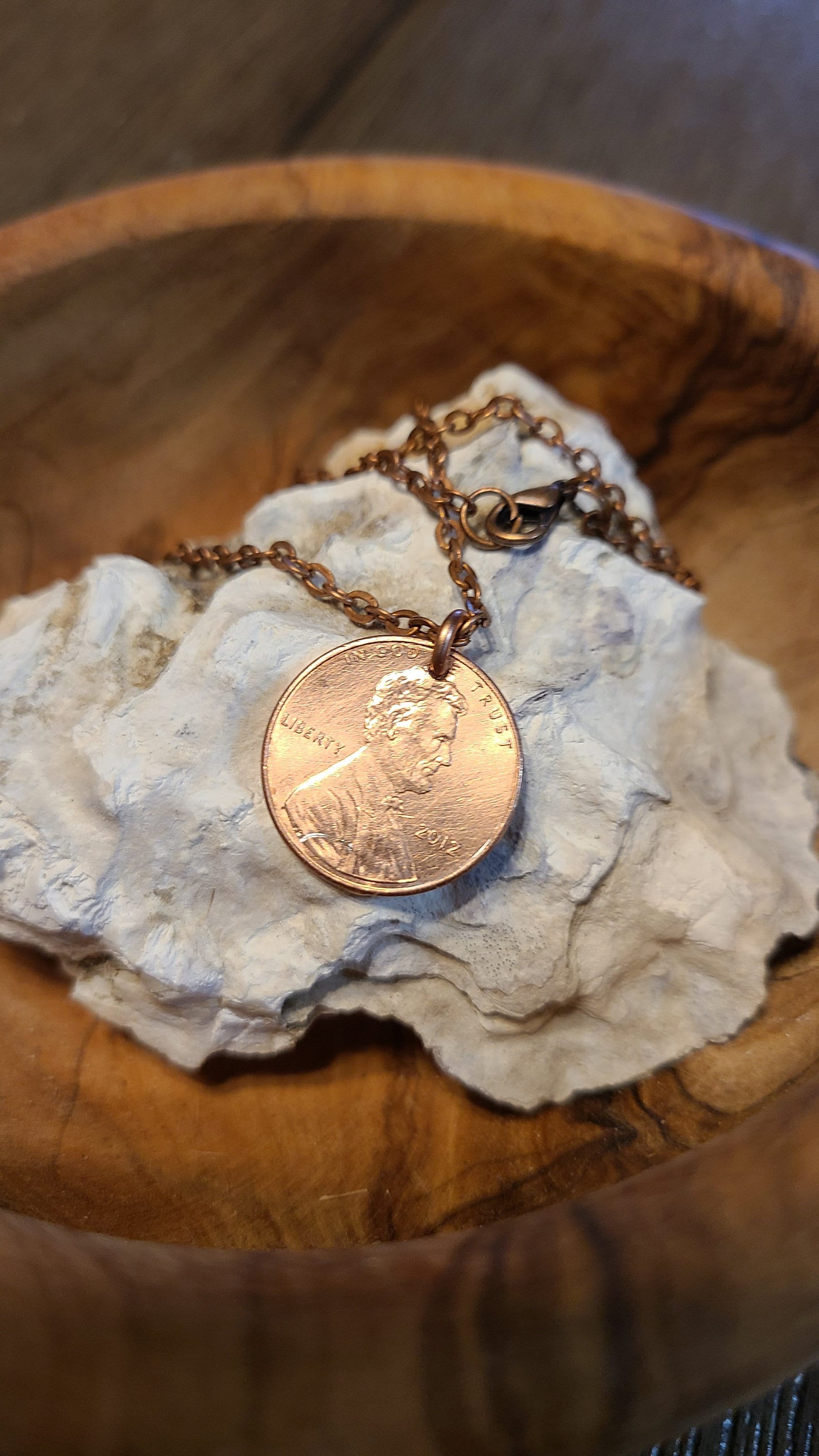 Penny Necklace: Antiqued Copper Chain, USA Made
