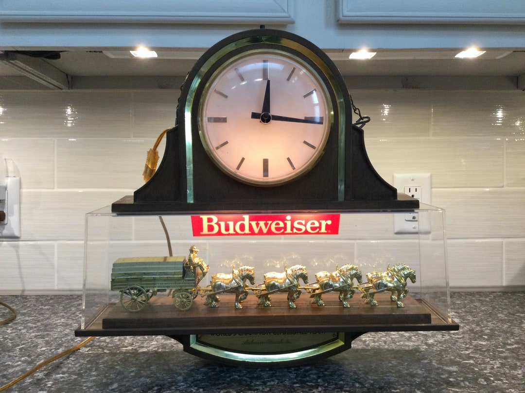 Vintage Budweiser Clock Light Clydesdale Sign 3D Etsy