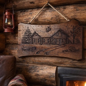 Rustic cabin log look plaque 12x24 knotty pine
