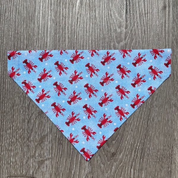 Lobster Dog Bandana Over the Collar, ocean dog bandana, sea life dog bandana, summertime dog, dog neckerchief, nautical dog bandana, pet