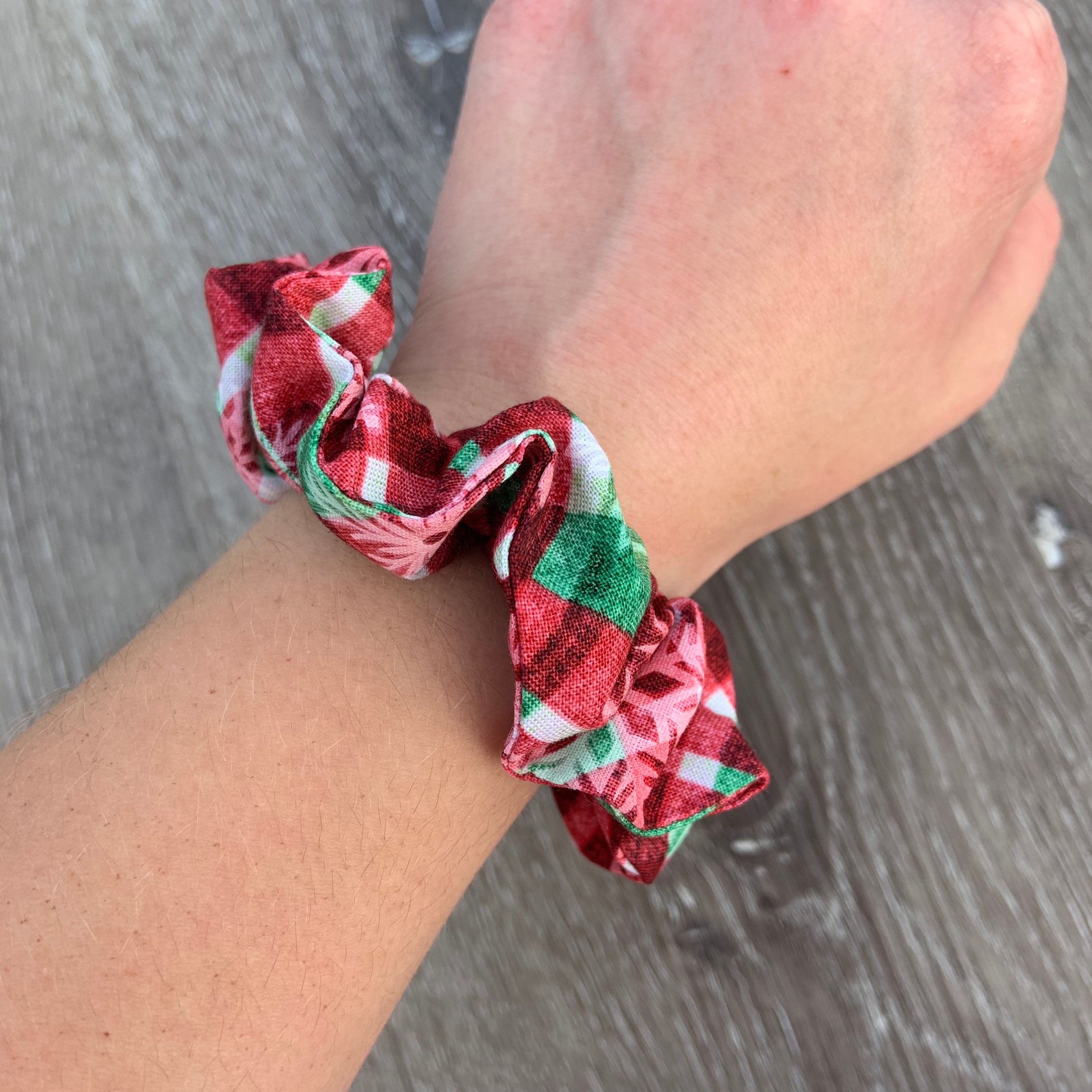 Christmas Plaid Dog Bandana Scrunchie Set Over the collar Etsy