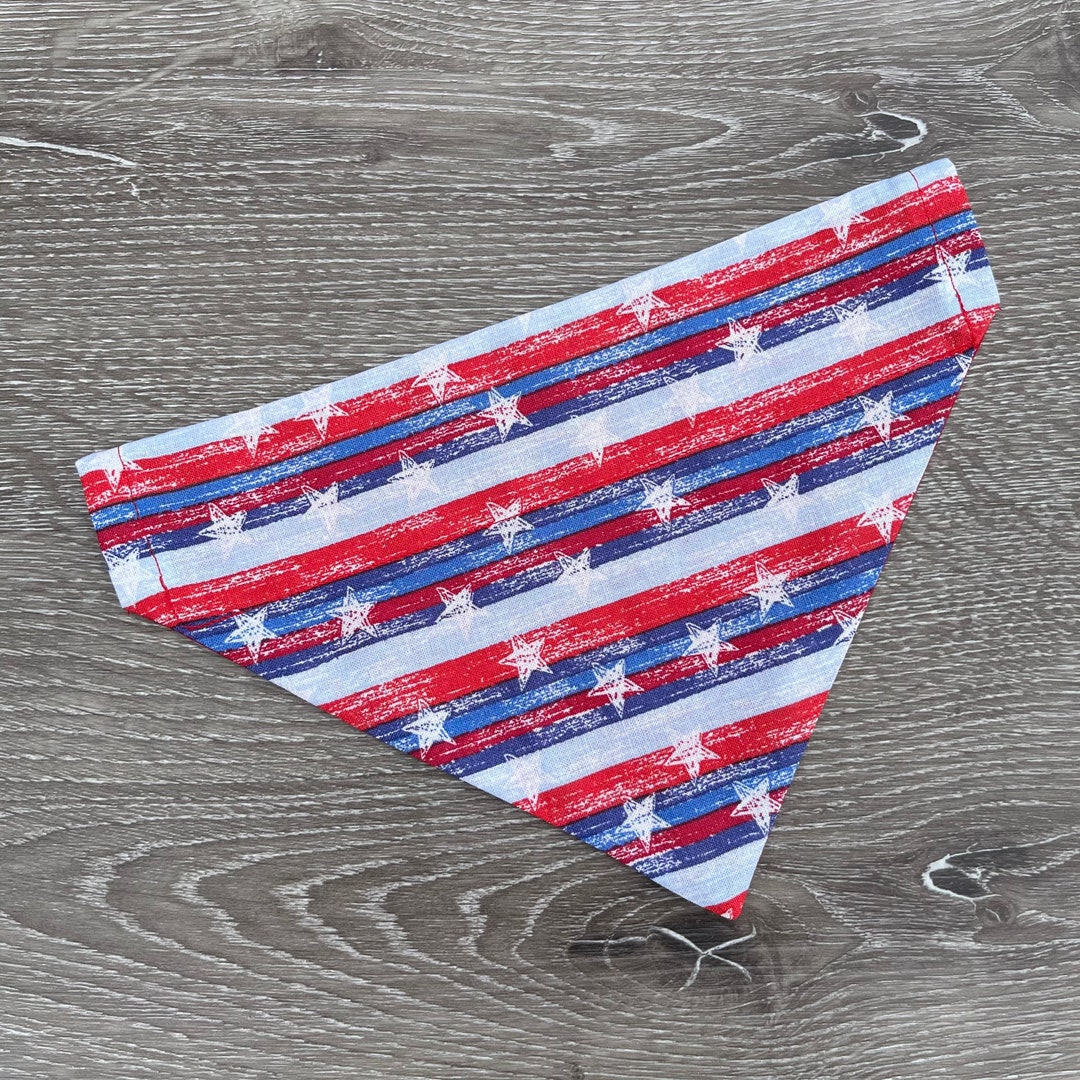 American Flag Dog Bandana Over the Collar, Patriotic Bandana, Summer