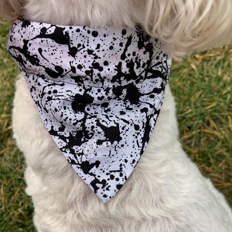 Paint Splatter Dog Bandana Black and White Dog Bandana Black Etsy