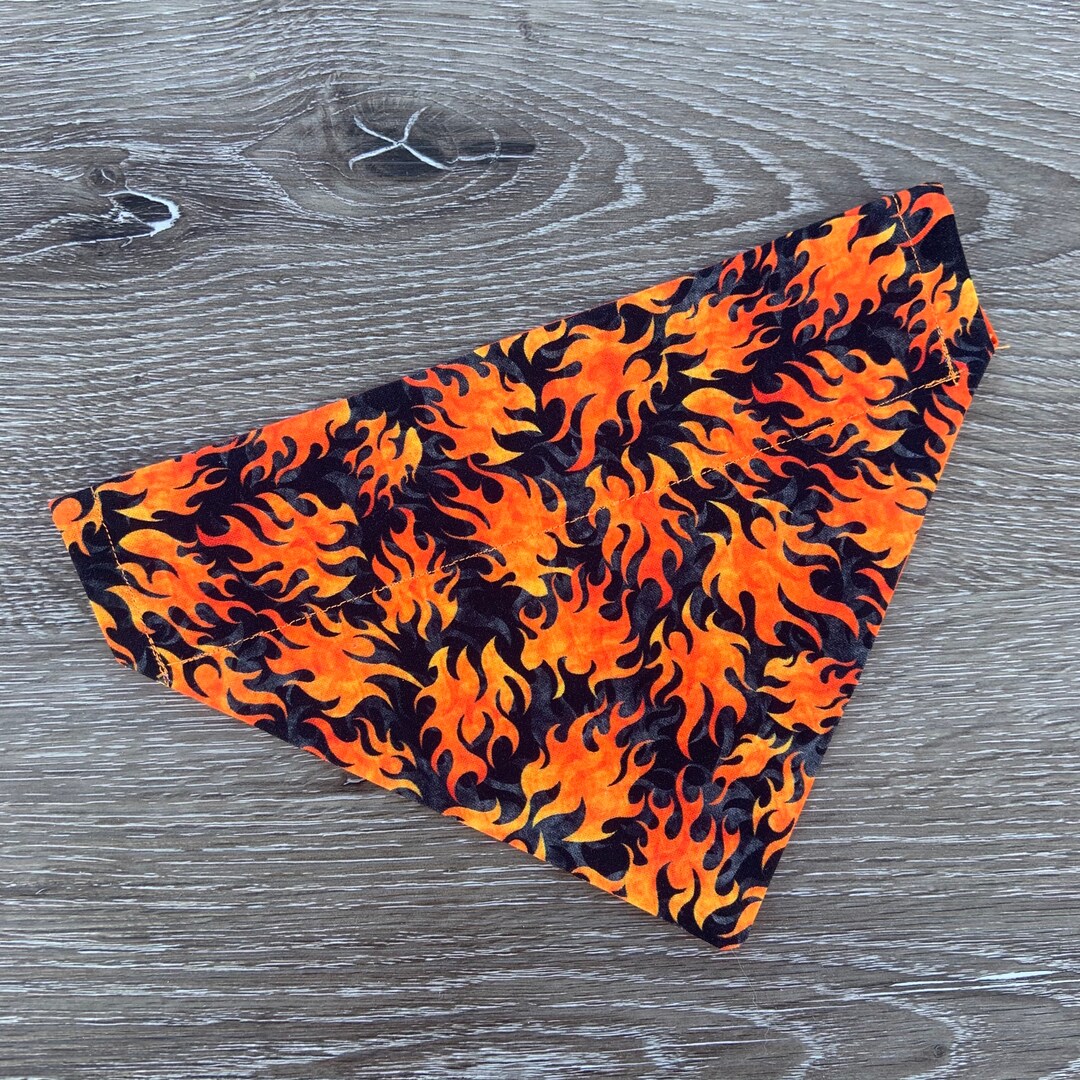 Dog Bandana Over the Collar, Flame Dog Bandana, Fire Dog Scarf, Biker