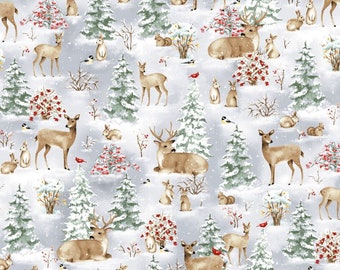 Fabric BUNDLE UP *FOREST Animals in Winter 820-90* New 100% Premium Cotton by Henry Glass & Co - Always Continuous Cut For You!