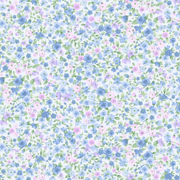 Fabric COTTAGE CHARM - New!! *BLUE Tiny Antique Floral* CD2257  by Timeless Treasures Premium Cotton