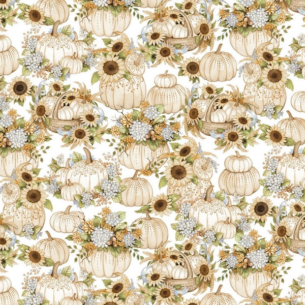 Fabric *AUTUMN ELEGANCE* WHITE by Henry Glass & Co! New!! Continuous Cut For You Always!!!