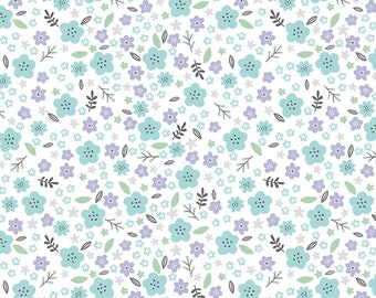 FLANNEL FABRIC - FLORAL - New!  Doodle Baby - 100%  - Premium Cotton Flannel Fabric - Sweet to the Touch!  We Always Cut Continuous For You!