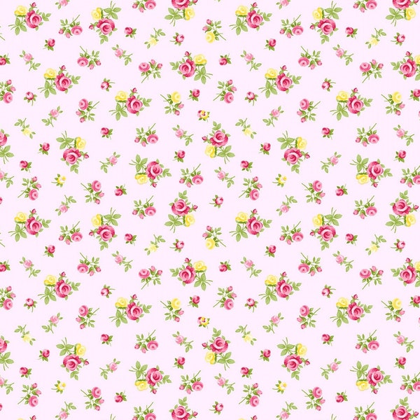 Fabric COTTAGE CHARM - New!! *PINK Tossed Tiny Rose* CD2256-Pink  by Timeless Treasures Premium Cotton