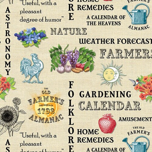 Fabric by the Yard the OLD FARMERS ALMANAC New - Etsy
