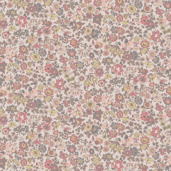 Fabric *BOTANIST LAWN* - New!!! *Dusty ROSE 1C* Beautiful Small Floral - Premium Cotton Lawn - Always Continuous Cut For You!