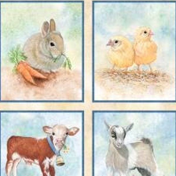 Fabric *BARNYARD BABIES PATCHES Panel 5273* New 100% Premium Cotton by P & B Textiles.  Oh M Y - How Adorable !!!!