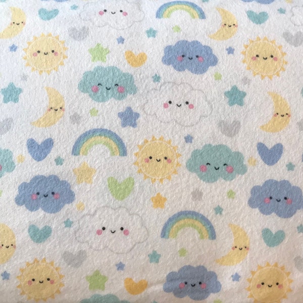 Flannel Fabric *Baby BOY SWEET DREAMS* White!! New!! 100% Premium Cotton Designer Flannel by Riley Blake Designs - Continuous Cut Always!!