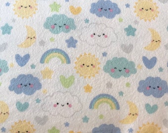 Flannel Fabric *Baby BOY SWEET DREAMS* White!! New!! 100% Premium Cotton Designer Flannel by Riley Blake Designs - Continuous Cut Always!!