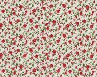 Fabric Tiny RED & WHITE Calico - Light Weight Cotton - Vintage Feel - Continuous Cut Always - New - Cut From Bolt - Pet Free Shop #05 RED